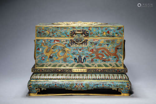 A Cloisonné Enamel Dragon And Phoenix Box