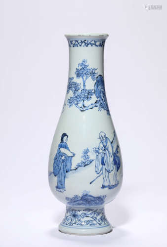 A Blue And White Character Story Vase
