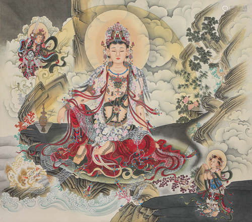 A Chinese Guanyin Painting On Silk, Hanging Scroll, Anonymou...