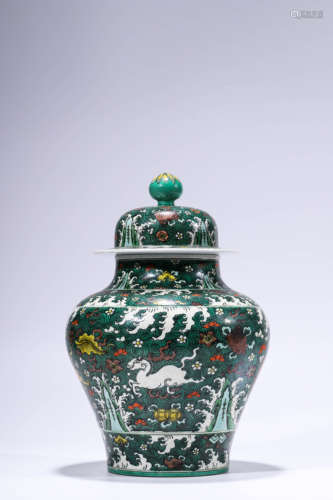 A Wucai Eight Treasures Jar And Cover