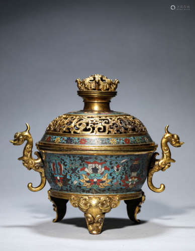 A Cloisonné Enamel Tripod Censer