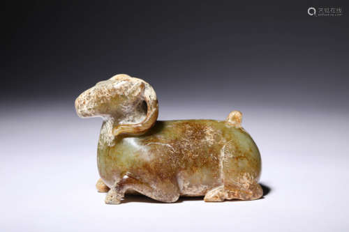 A Carved Jade Goat Group