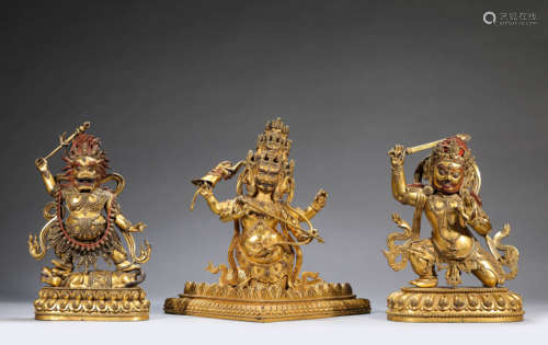 Three Tibetan Bronze Figures Of Dorje Kasung