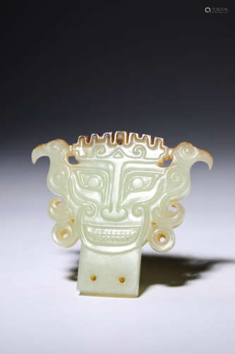 A Jade Humanoid Mask Ornament