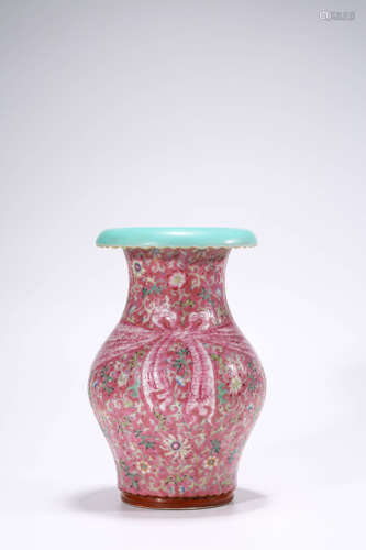 A Famille Rose Flower Vase