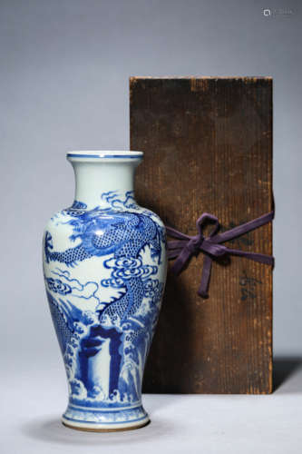 A Blue And White Dragon Vase