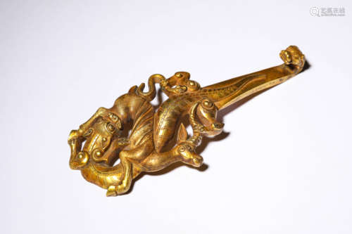 A Gilt-Silver Dragon Belt Hook