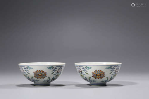 A Pair Of Doucai Flower Bowls