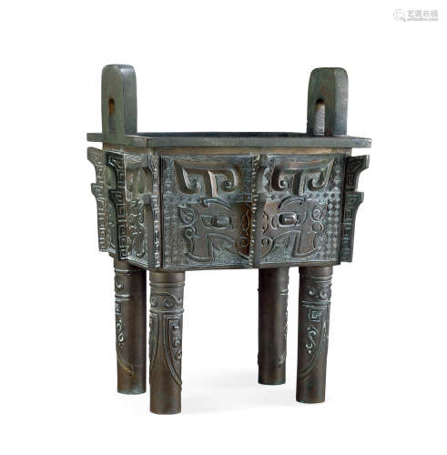 清早期 铜兽面纹鼎式炉