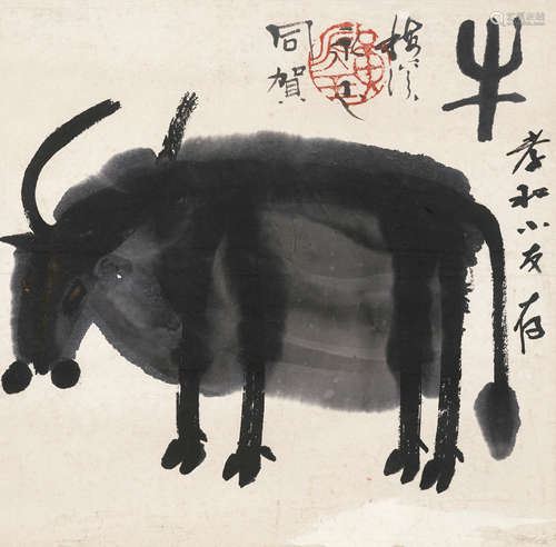 黄永玉 （1924-2023） 牛  水墨纸本 镜心