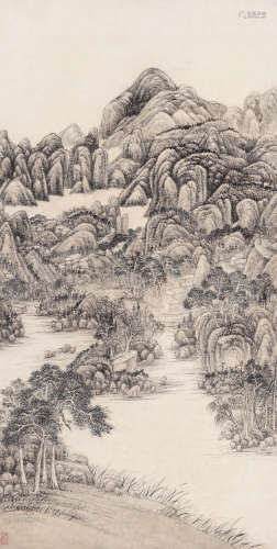 董邦达 （1696-1769） 深庐叠巘  水墨纸本 立轴