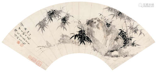 李葂 （1705-1764） 寄兴湘江 甲子（1744年）作 水墨纸本 扇面镜心