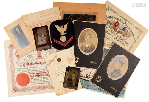1910-1921年制 美国大白舰队船员阿瑟·艾伦（Arthur Allen）照片证书...