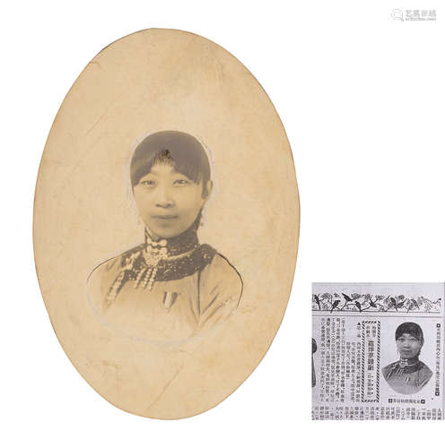 1918年摄制 首任花国大总统 冠芳照片 银盐纸基 1张