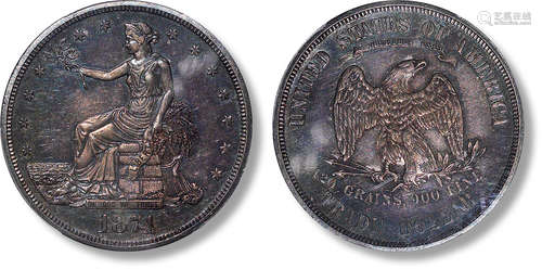 1874年自由女神坐像一美元银币一枚，PCGS PR64，评级编号：35440665