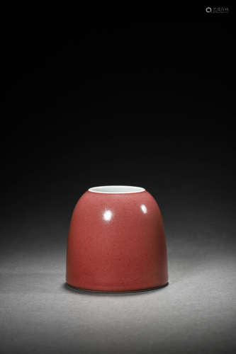 A MONOCHROME RED GLAZE HORSE HOOF-SHAPE ZUN, YONGZHENG MARK