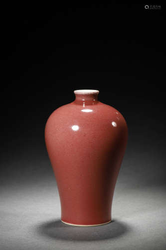 A PEACH BLOOM RED GLAZE MEIPING, DAOGUANG MARK