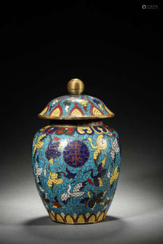 A CLOISONNé ENAMEL VASE AND COVER, JINGTAI MARK