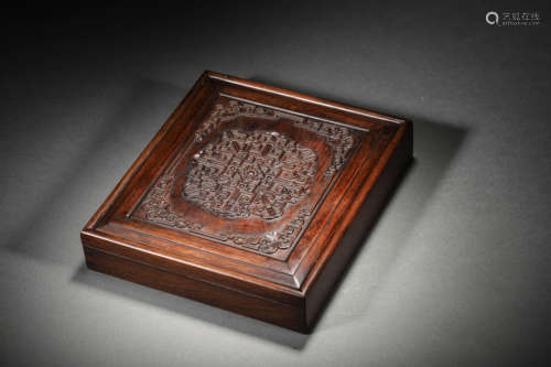 A RED SANDALWOOD BOX AND COVER