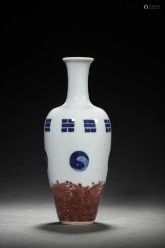 A BLUE AND WHITE UNDERGLAZE RED EIGHT-DIAGRAMS TURNIP-SHAPE ...