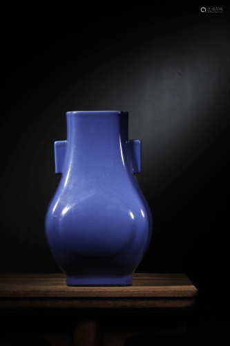 A BLUE-GLAZED HU-FORM VASE, GUANGXU MARK