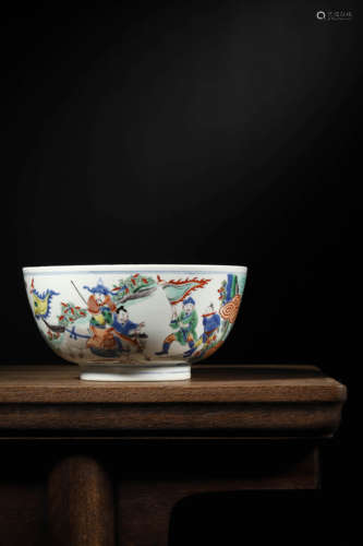 A FAMILLE VERTE FIGURES BOWL, CHENGHUA MARK