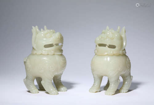 A Set of Jade Beast Censers