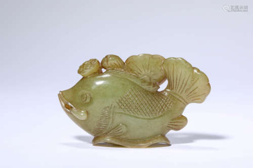 A Yellow Jade Carp Ornament