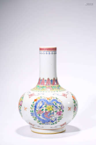 A Porcelain Famille-Rose Dragon Vase