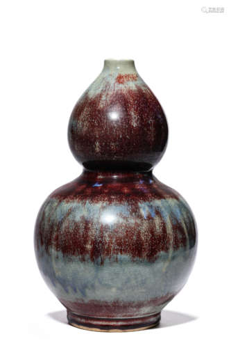 A Porcelain Flambe-Glazed Double-Gourd Vase