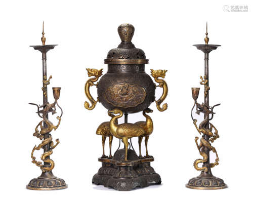 A Set of Gilt-Bronze Offerings