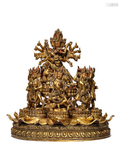 A Gilt-Bronze Guhyasamaja Statue