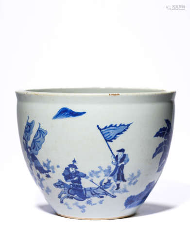 A Porcelain Blue and White Story Jar