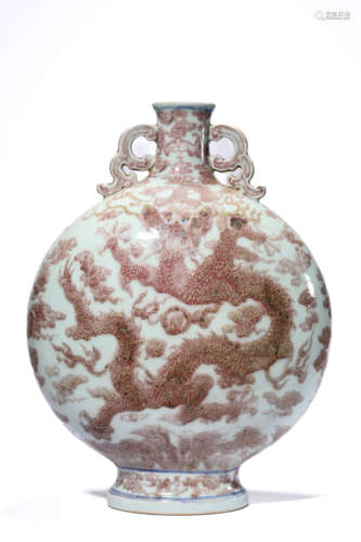 A Porcelain Copper-Red-Glazed Dragon Vase