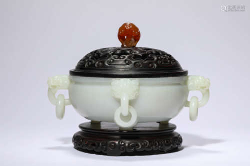 A Jade Tripot Beast Censer