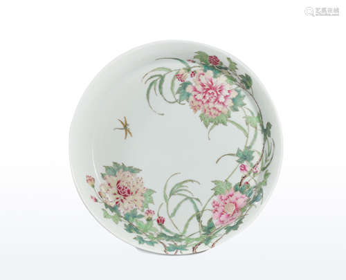 A Porcelain Famille-Rose Poeny Dish