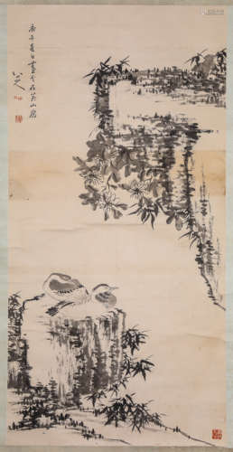 A Chinese Scroll Painting by Ba Da Shan Ren