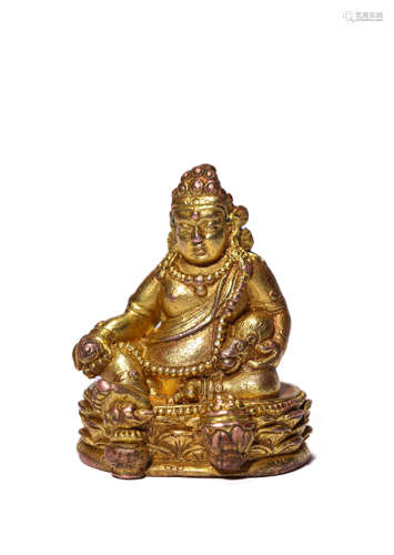 A Gilt-Bronze Yellow Jambhala Statue