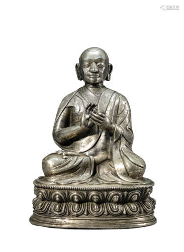 A Tibetan Silver Guru Statue