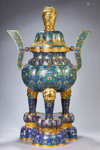 A Cloisonne Enamel Interlock Branches Censer