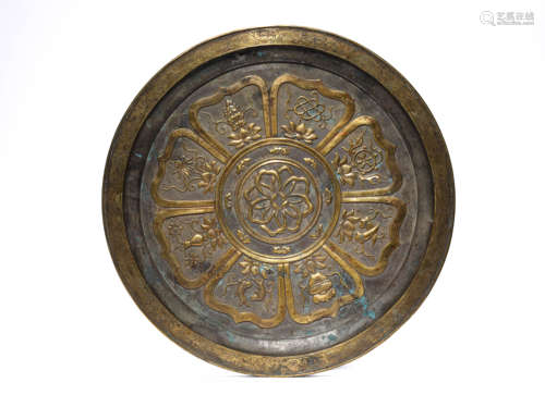 A Silver and Gilt-Bronze Dish