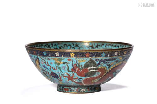 A Cloisonne Enamel Interlock Branches Bowl