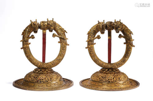 A Set of Gilt-Bronze Door Knobs