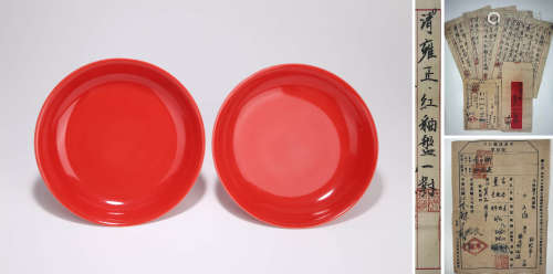 A Pair Of Red-Glazed Dishes