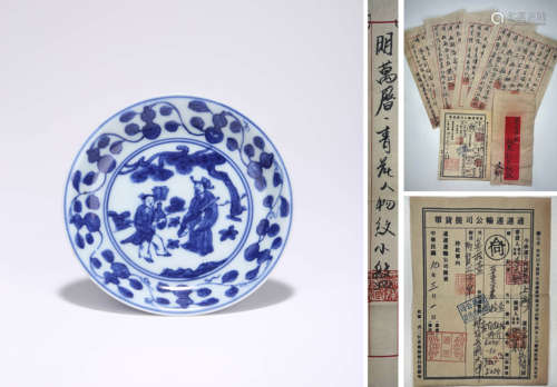 A Blue And White Figure Dish