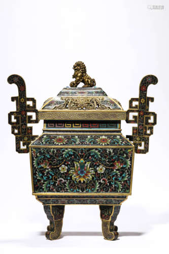 A Cloisonne Enamel Interlock Branches Censer