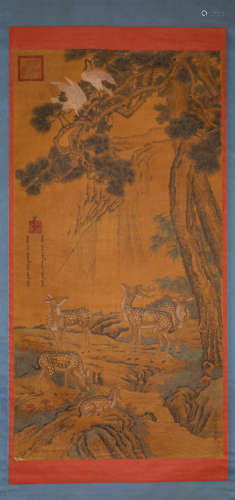 A Chinese Scroll Painting by Lang Shining