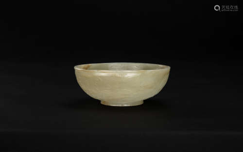 Tang -A White Jade Carved ‘Floral’ Cup