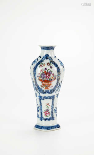 Late Qing/Republic-A Glit Blue And White Guang Cai Vase