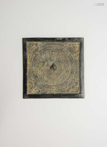 Sui/Tang- A Square Shape Bronze Mirror